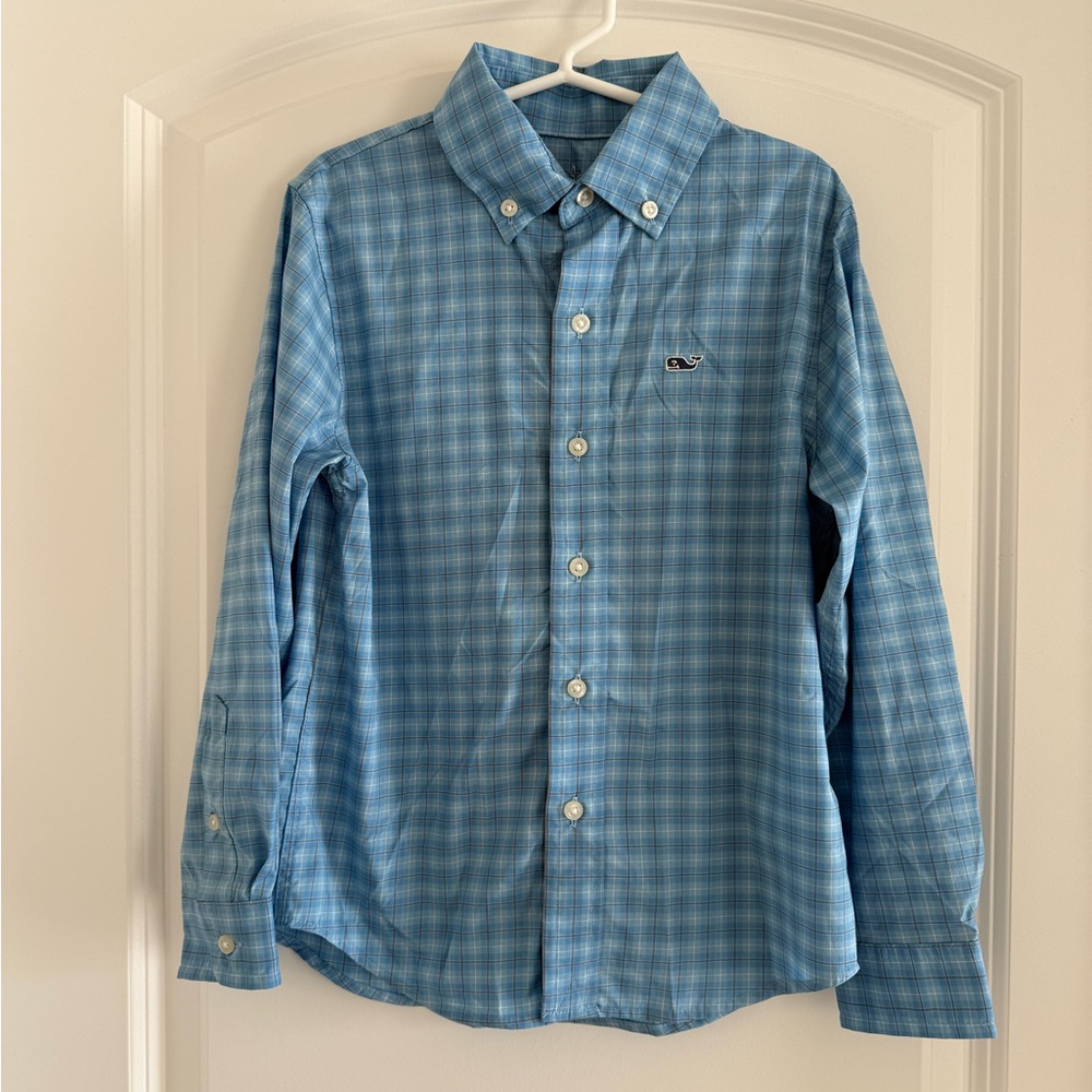 Vineyard Vines Kids Blue Performance Button-Down Shirt